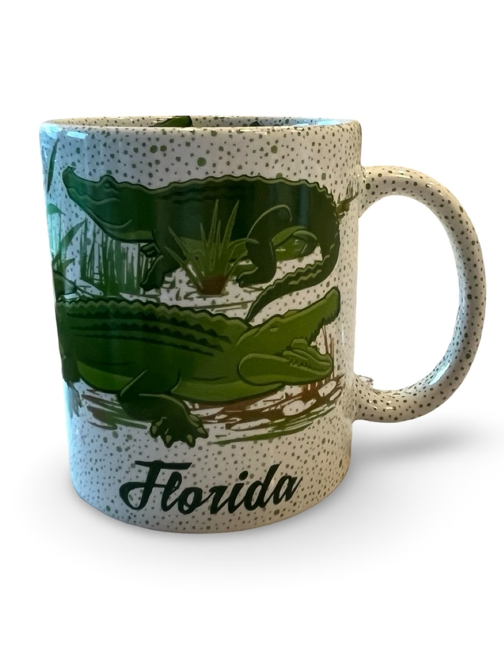 Florida Alligator Green Speckled Ceramic Mug